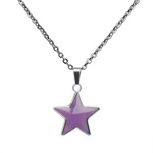 Collana con ciondolo a forma di stella epossidica Design creativo in acciaio inossidabile con catena a forma di collana con Logo personalizzato con nome ti amo - Product Image 1