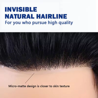 Postizo de Cabello Humano Liso Indio para Hombre LONGFOR BIO PU, Reemplazo de Cabello Remy de Alta Calidad al por Mayor