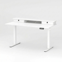 Bureau debout électrique moderne blanc réglable en hauteur avec tiroirs, éco-responsable pour le télétravail