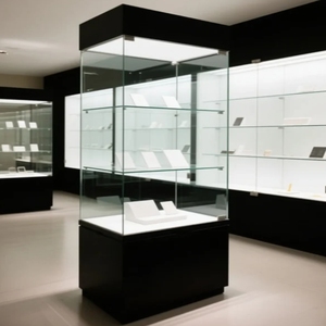 Kim loại đứng tủ kính bán lẻ GỖ Kính hiển thị trường hợp trang sức Showcase không thể phá vỡ sang trọng đồng hồ hiển thị Showcase - Product Image 4