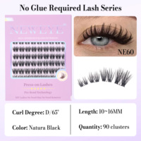 Cils en grappe personnalisés sans colle, 110 pièces, 3D, volumineux, 10-16 mm, courbure D, longue durée, sans colle nécessaire, cils segmentés DIY