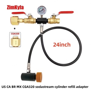 Estación de Recarga de CO2 para Cilindro Carbonatador Sodastream Tr21-4 con Manómetro de 250 Bares, Manguera Negra de 24 Pulgadas - Product Image 4