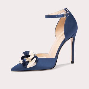 Sandali con Cinturino <span class=keywords><strong>Blu</strong></span> Decorazione Floreale Punta a Spillo <span class=keywords><strong>Eleganti</strong></span> Tacchi a Spillo da Donna Taglie Grandi <span class=keywords><strong>Scarpe</strong></span> con Tacco Alto - Product Image 1