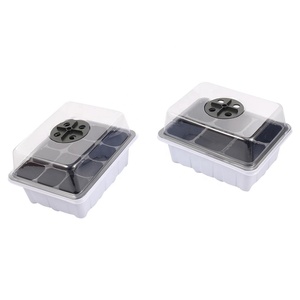 6/12 Cells Plastic Nursery Pots with Breathable Holes Planting Seed Tray Kit Germination Box with Dome and Base Garden Grow Box