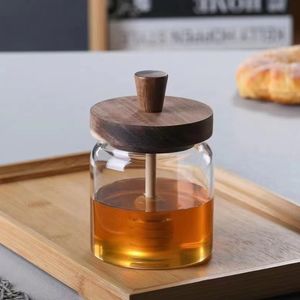 โถแก้วใส่น้ำผึ้งพร้อมฝาไม้และน้ำผึ้งกระบวยแก้วสำหรับใส่น้ำผึ้ง - Product Image 3