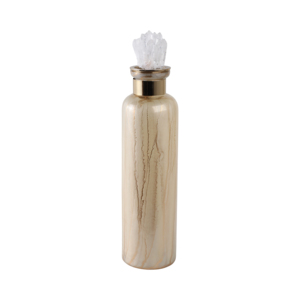 Vaso cilindrico in vetro con dettagli in cristallo per decorazioni da tavolo per casa e ufficio, tocco glamour. - Product Image 2