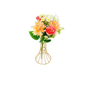 Orange rose mixed ball chrysanthemum hand flower are used for home decoration, wedding decoration and holiday party decoration