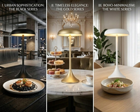 Lámpara de Mesa LED Recargable de Diseño Simple, Portátil, Táctil, Inalámbrica, con Regulación Continua, de Aluminio, de Lujo, para Restaurante
