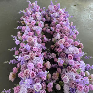 D-FR167 Camino de mesa al por mayor con flores azules, camino de mesa con rosas, camino de mesa de lujo con flores artificiales de seda para decoración de bodas - Product Image 4