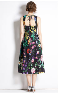 Vestido midi sin mangas con cuello cuadrado y estampado floral de diseñador, estilo bohemio de verano, espalda descubierta, talla grande, Vestidos Traf - Product Image 6