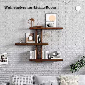 Modern Minimalist Wooden Wall <b>Shelves</b> 3 Tier Solid Wood Storage <b>Rack</b> For Living Room - Product Image 1