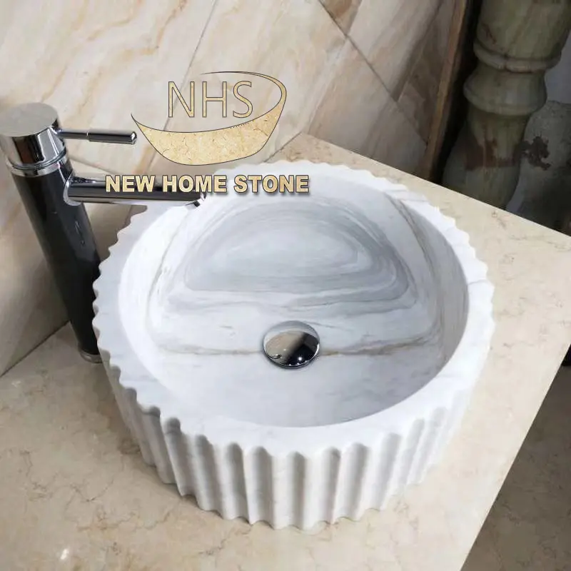 hand washing Decorative customize natural stone basin carrara white marble vessel sink