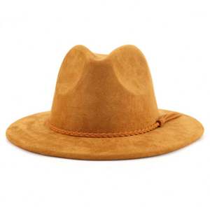 Chapeaux Fedora unisexes en daim à large bord, style gentleman, pour fêtes et affaires, vente en gros pour la saison hivernale - Product Image 5