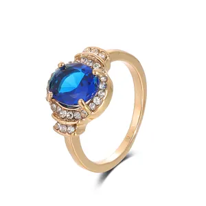 Gioiello europeo di tendenza raffinato elegante vento zaffiro blu zircone gemma oceano cuore anello per le donne