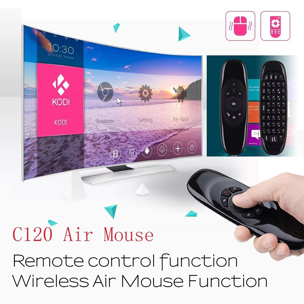 Airbox Carbonio Tastiera Wireless Con Air Mouse C120 Per TV Box Android - Telecomando Con Sensore Giroscopico, Nero Mini Keyboard - Foto 12