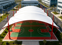 Toit sportif en membrane tendue certifiée pour charges de neige, en tissu PVDF, pour terrains de jeux multifonctions extérieurs