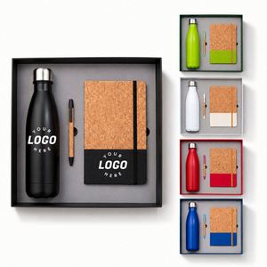 Ensemble cadeau promotionnel d'entreprise de luxe avec logo personnalisé : carnet A5, stylo et bouteille d'eau isotherme sous vide - Product Image 1