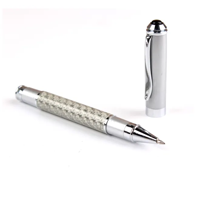 Chinese wholesale pen supplier silver Carbon Fiber ink ballpoint pens kugelschreiber personalisiert pen