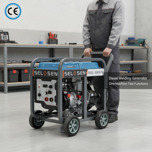 เครื่องเชื่อมดีเซล 6KW 5.5KW พร้อมเครื่องกำเนิดไฟฟ้า 300A 5KW 5000W 30-300A สำหรับลวดเชื่อมขนาด 1.8-5.0 มม. รุ่น 195F 530CC HS6900-300A-diesel - Product Image 1
