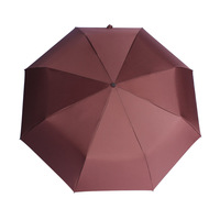 Parapluie de pluie pliant marron de conception minimaliste de 27 "cadeau d'affaires contrôle manuel production de grande taille