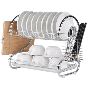 Stainless Steel Dish Drain <strong>Rack</strong> Double Layer Storage Stand Practical Kitchen Dishes <strong>Plates</strong> Organization Shelf Dish Drying <strong>Rack</strong> - Product Image 1