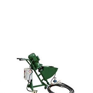 Pompe à mortier électrique portable verte avec moteur, tuyau, mélangeur, manomètre et roues, pression 25 bars, productivité 5 m/h pour la construction - Product Image 2