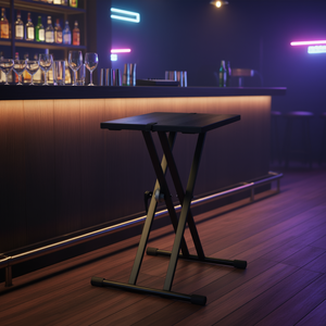 Mesa de DJ Portátil con Altura Ajustable, Base Doble en X, Superficie Metálica, para Uso Comercial - Product Image 2
