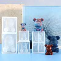 Kristall-Epoxidharz-Formen, mehrere 3D-Silikon-Bärenformen für DIY-Schmuckanhänger, leicht zu entformen, Kuchendekorationszubehör