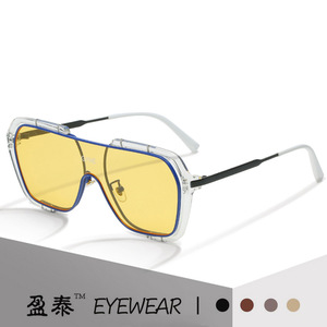Oversized Square Sunglasses Yellow Lens UV400 Protection Unisex Plastic And Metal <b>Frame</b> - Product Image 1