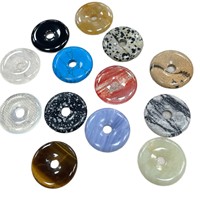 Colgante de Donut de Piedra Natural de 30mm con Agujero Grande, Cristal de la Paz, Gemas Curativas, Dijes de Donut para Fabricación de Joyas y Collares DIY