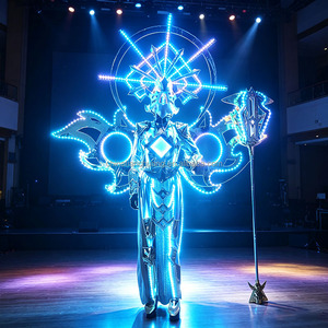 LED Light up Sci-Fi Angel Armor <strong>Costume</strong>, Glowing Mechanical Suit with <strong>Halo</strong> Wings for Stage, Events, Parties and Cosplay - Product Image 1