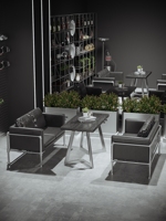 Ensemble table et chaises de bar de luxe personnalisé, style industriel, pour café, restaurant, loisirs, en métal, avec siège de canapé pour usage extérieur