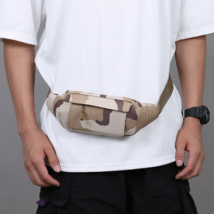 Outdoor Tactical <b>Waist</b> Pack For <b>Men</b> Khaki Webbing Strap Interior Zipper Pocket Lightweight Chest <b>Bag</b> For Running Fitness - Product Image 5