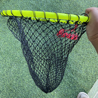 Tête de filet de pêche pliable avec cadre jaune fluo et maille sans nœuds, filet à appâts portable et pliable pour attraper des appâts vivants (poissons-nains)