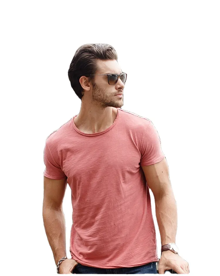 100% 면 남성 티셔츠 캐주얼 소프트 피트니스 여름 얇은 티셔츠 남성용 홈 의류 O-넥 짧은 소매 솔리드 티셔츠 남성용