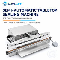 Machine de scellage de sacs non tissés GenJet à chauffage par impulsions double face avec une largeur de soudure de 8 mm et des options de longueur de travail de 450 à 800 mm