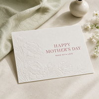 Cartes de vœux florales en relief pour malvoyants, design élégant pivoine, papier texturé mat, cartes personnalisées pour la fête des Mères, remerciements et invitations