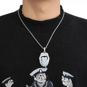 Atacado: Joias de Hip Hop Banhadas a Ouro, Colar com Pingente, Corrente Tennis Cravejada com Zircônias, Corrente Cuban Dollar Lip e Pingente - Product Image 3