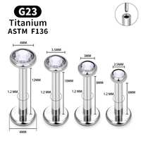도매 10PCS ASTM F136 티타늄 Labret 코 스터드 귀 트라거스 연골 나선 소라 16G CZ 푸시 핀 바디 피어싱 쥬얼리