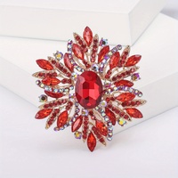 Broche Fleur de Luxe Grande Taille en Strass pour Femme, Bijou Élégant en Cristal, Accessoire de Corsage Exagéré, Épingles de Soirée