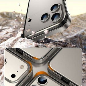 <span class=keywords><strong>Coques</strong></span> de téléphone en acier inoxydable pour iPhone 17 16 Pro Max, design sans <span class=keywords><strong>dos</strong></span>, cadre métallique, léger, anti-chute - Product Image 5