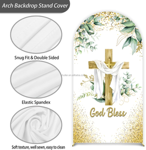 Housses en tissu <span class=keywords><strong>pour</strong></span> support de toile de fond en forme de croix dorée <span class=keywords><strong>pour</strong></span> les fêtes de première <span class=keywords><strong>communion</strong></span> et de baptême - Product Image 4