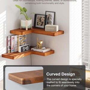 Wooden Wall Mounted <b>Rack</b> Three Tier Kitchen Spice Storage <b>Shelf</b> Brown Solid Wood Display <b>Rack</b> For Counter Corner Use - Product Image 4