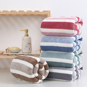2026 Coral Fleece 70*140cm Thickened Wide Striped <b>Bath</b> & Beach <b>Towel</b> for Adult - Product Image 4