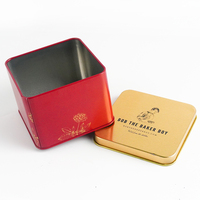 Caja de lata de té de aluminio acuarela Canniest de café de galletas cuadradas decorativas