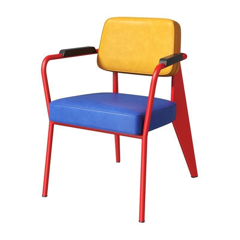(Dossier jaune avec coussin bleu) avec accoudoirs
