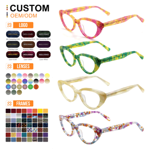 Maßgefertigte Acetat-Brillengestelle für Damen und Herren, Katzenaugen-Design, Grüne Optische Brillen, Vollrand-Lesebrillen, Großbestellung Möglich - Product Image 5