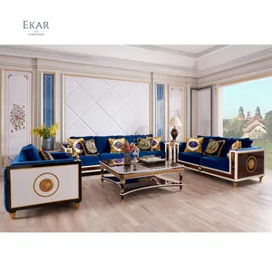 Factory Offer High Quality High-end Luxury Living Room Furniture 3 Seat Upholstered Sofa Antique Arabic Sofa Set Majlis