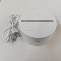 Base de lampe LED 3D à piles avec télécommande, ronde, noire et blanche, effet craquelé, pour acrylique