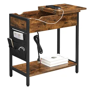 Multifunktion ale hölzerne Beistell tisch Flip-Top-Beistell tische für Schlafzimmer Nachttisch Smart Beistell tisch mit USB-Ladegerät
